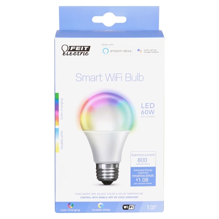 bulb, LED, A19, Google/Alexa, PK12 MPN:OM60/RGBW/CA/AG/12