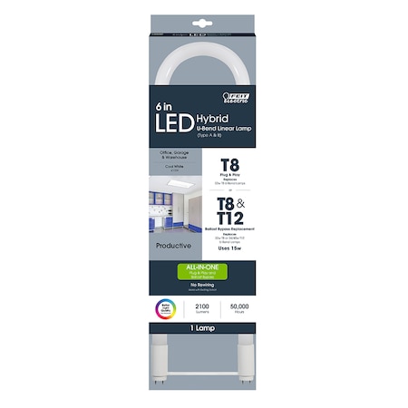 Light bulb, LED, 6in, T8, U-Bend, PK12 MPN:T848840/AB/U6/LED/12
