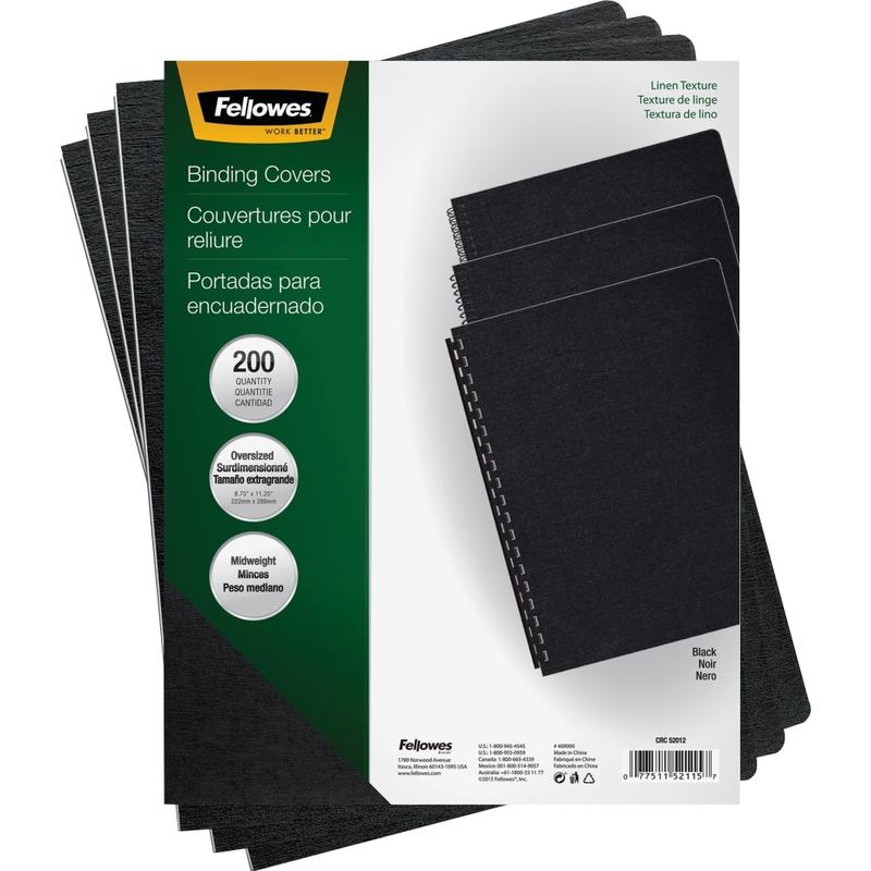 Fellowes Linen Classic Presentation Covers, 8 3/4in x 11 1/4in, Black, Pack Of 200 MPN:52115