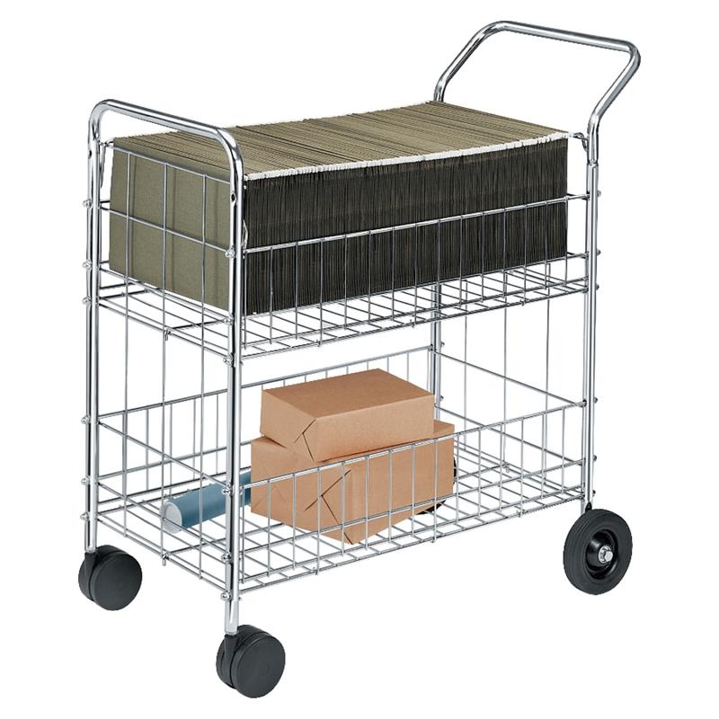 Fellowes Chrome Mail Cart, 150 Lb. Capacity MPN:40912