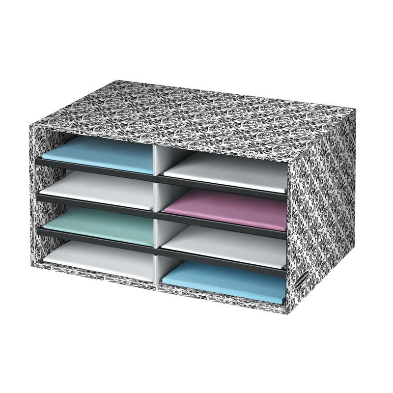 Bankers Box Literature Sorter, 10 1/4in x 19 1/2in x 12 3/8in, White/Black Brocade MPN:6171301