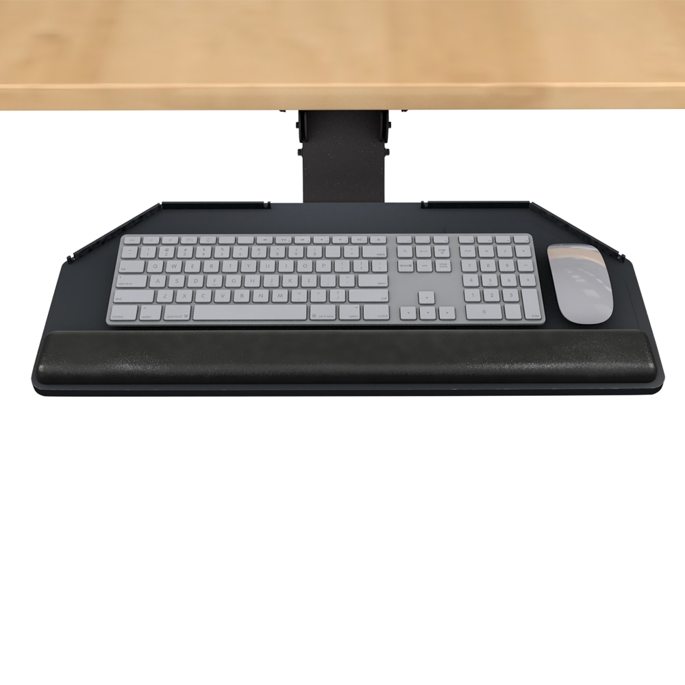 Fellowes Solution 2CC Adjustable Keyboard Platform Combo For Diagonal Corner Worksurfaces, 2-1/2inH x 25inW x 10-1/2inD, Gel Palm Rest, Mousepad, Black MPN:SOLUTION 2CC