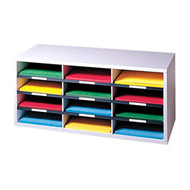 Fellowes® 12-Section Compartment Sorter Melamine Laminated Dove Gray 25004