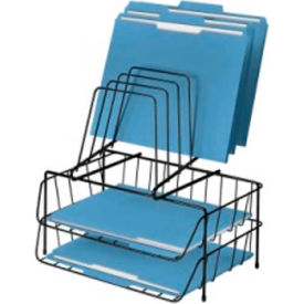Fellowes Two Letter Tray Organizer w/Step File Black 72391