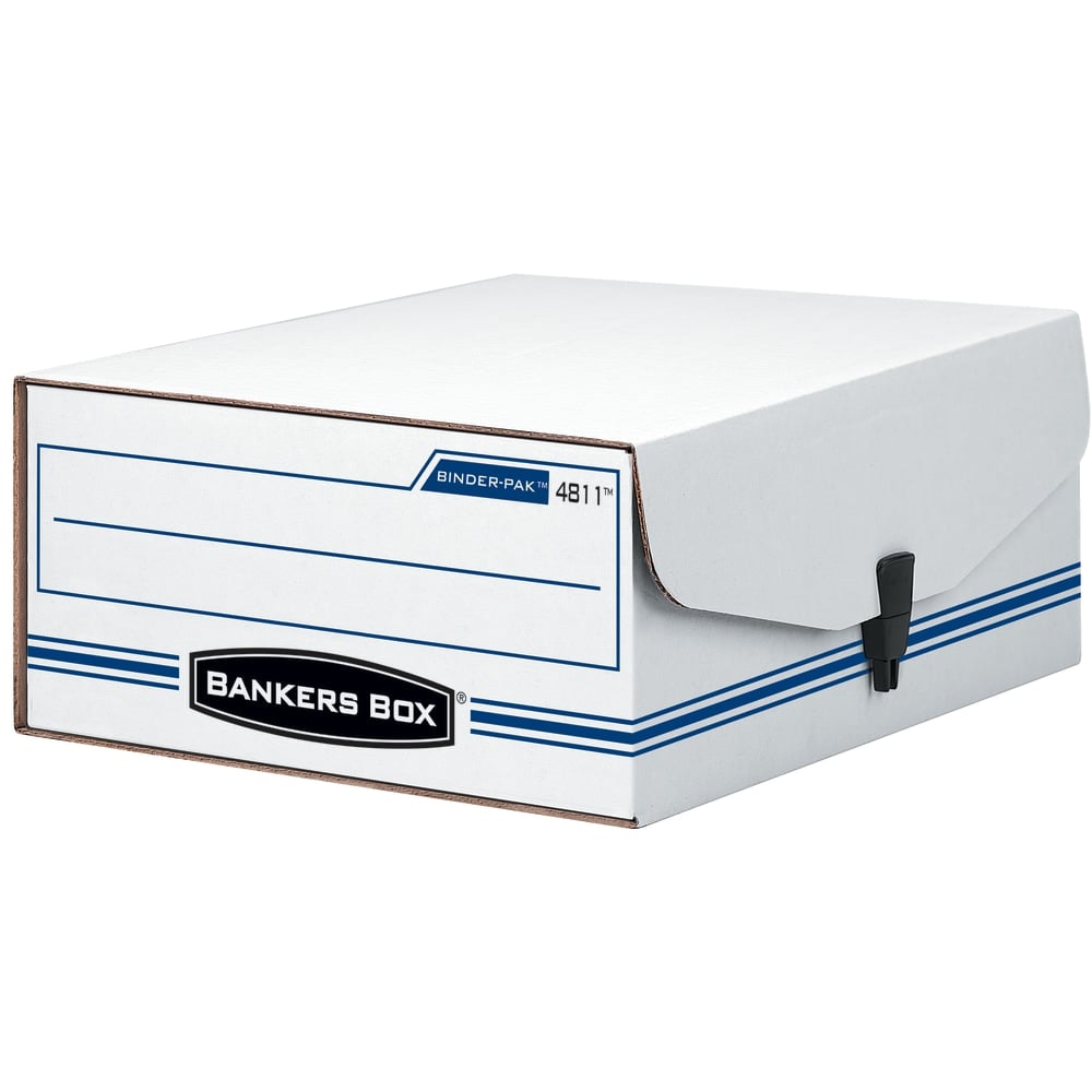 Bankers Box Liberty Binder Pak Storage Box, 4 3/4in x 9 3/4in x 11 7/8in, 35% Recycled, White/Blue MPN:48110