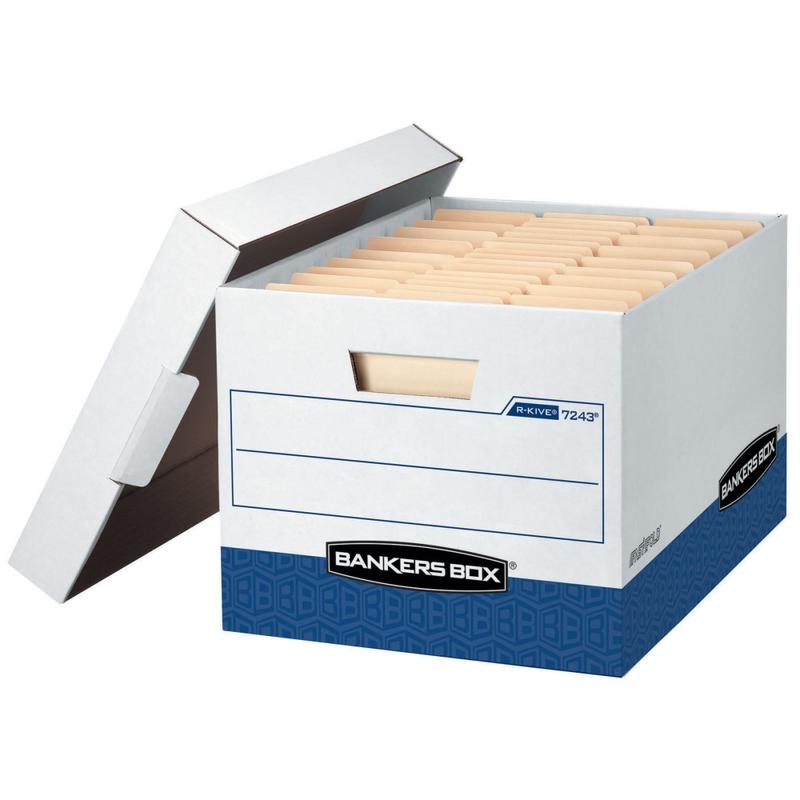 Bankers Box R Kive Heavy-Duty Storage Boxes, Letter/Legal Size, 10in x 12in x 15in Liters, White/Blue, 20Pk - 0724314 MPN:0724314