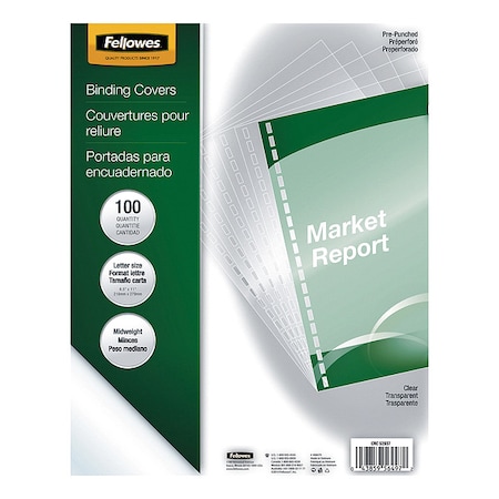 Binding Cover, Clr, 8-1/2x11 In., PK100 MPN:5293701
