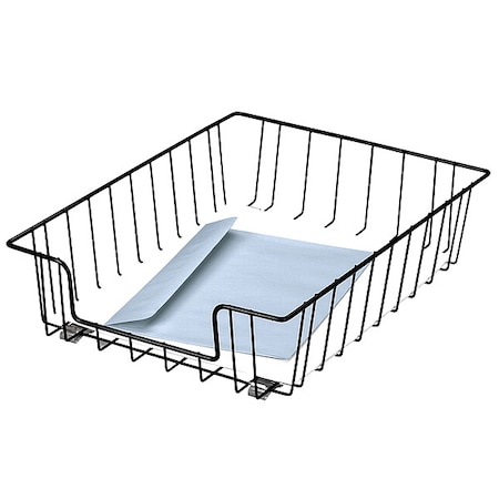 Letter Tray, Black, Steel, 10 in W, 14 1/8 in L, 3 in H, 1 Number of Compartments MPN:60112