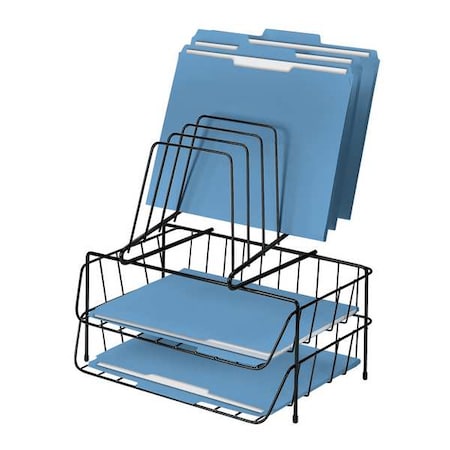 Letter Tray, Black, Steel, 13 7/8 in W, 10 1/8 in L, 14 in H, 6 Number of Compartments MPN:72391