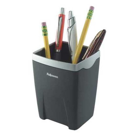 Pencil Holder, Black; Silver, 4 1/4