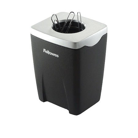 Paper Clip Holder, Black; Silver, 3 1/4