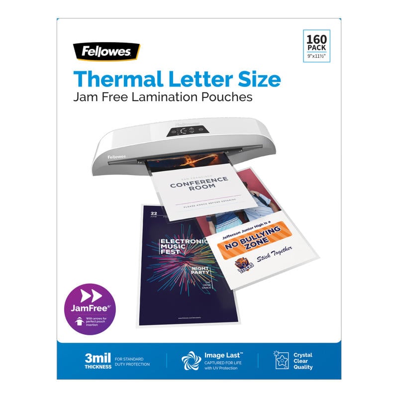 Fellowes ImageLast UV Thermal Laminating Pouches, Letter Size, 9in x 11-1/2in, 3 Mil, Clear, Pack of 160 Pouches MPN:4500001