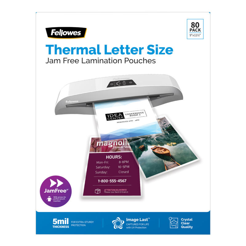 Fellowes ImageLast Premium UV Thermal Laminating Pouches, Letter Size, 5 Mil, 9in x 11-1/2in, Clear, Pack Of 80 Pouches MPN:4503301