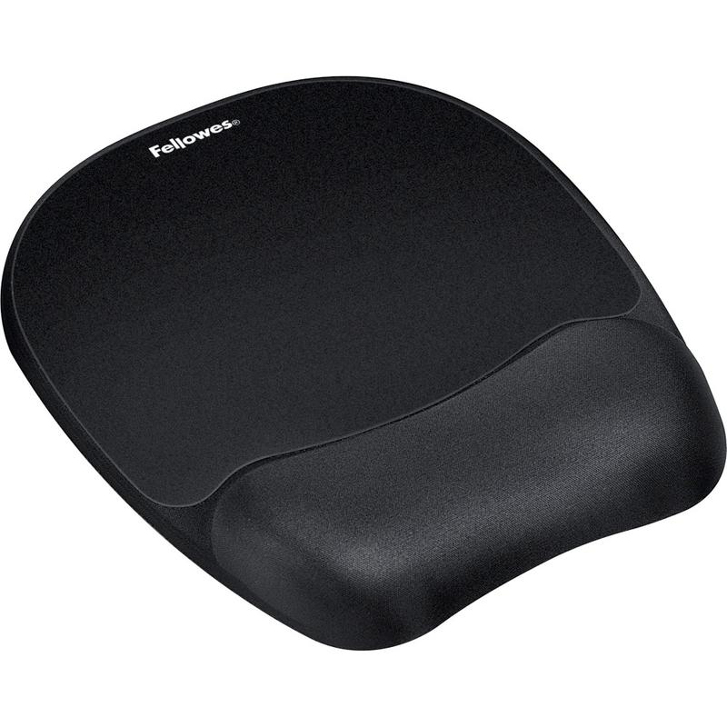 Fellowes Memory Foam Mouse Pad with Wrist Rest - Black (9176501) - 1inx7.94inx9.25in Dimension - Black - 9176501 MPN:9176501