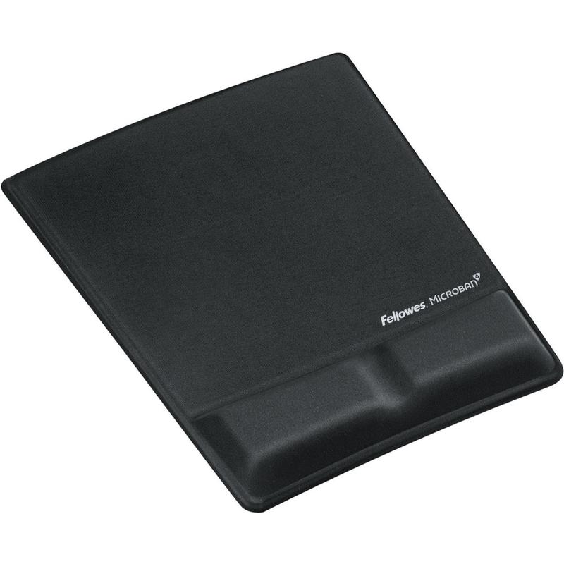 Fellowes Mouse Pad / Wrist Support with Microban Protection - 0.9in x 8.3in x 9.9in Dimension - Black - Memory Foam, Jersey Cover MPN:9181201