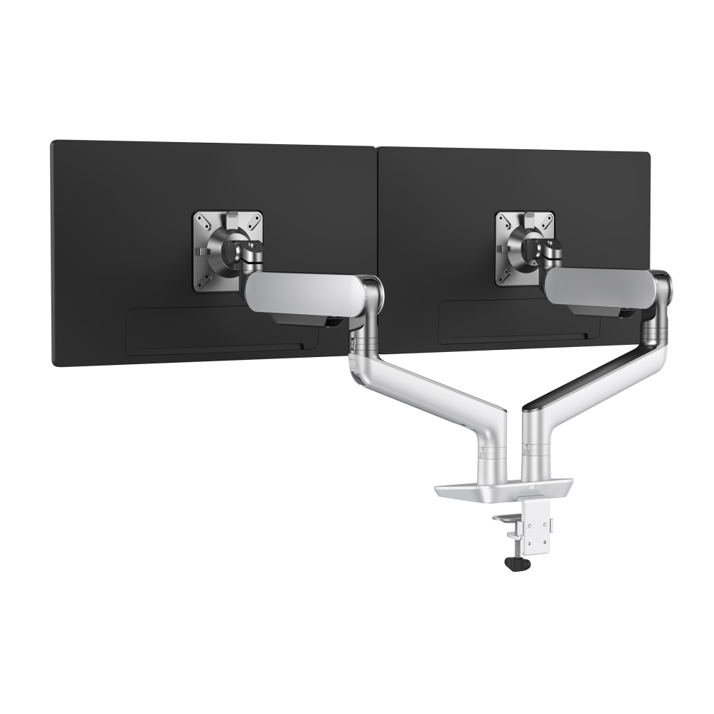 Fellowes Rising 2 Dual Monitor Arm, Fully Adjustable, 28 Lb Capacity Per Arm, Maximum Monitor Width 42.3in, Platinum MPN:RSNG2-PLT