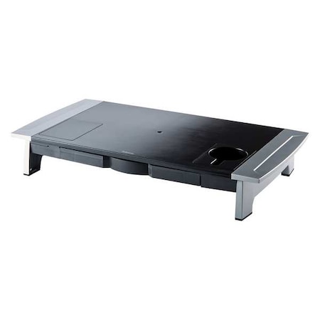 Monitor Stand, 6 1/2 in H, Black; Silver MPN:8031001