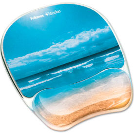 Fellowes® 9179301 Photo Gel Mouse Pad Wrist Rest Sandy Beach 9179301 - Pkg Qty 4