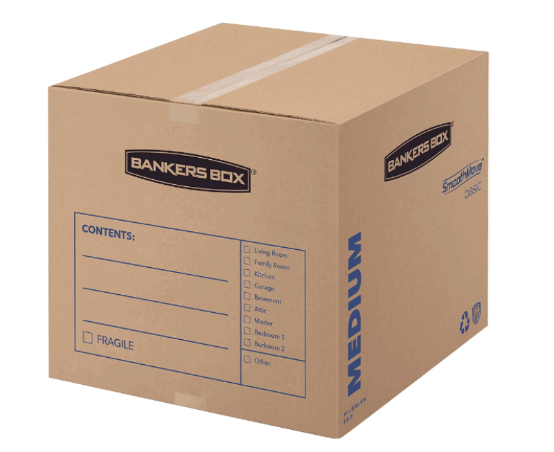 Bankers Box SmoothMove Classic Moving & Storage Boxes, 16in x 18in x 18in, Kraft/Blue, Carton Of 20 MPN:7713901