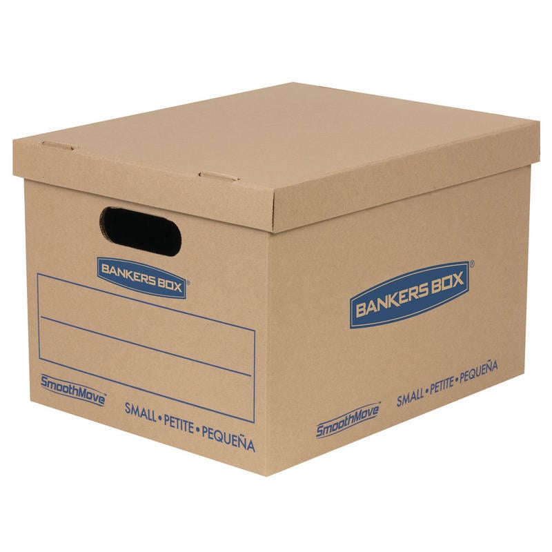 Bankers Box SmoothMove Classic Moving & Storage Boxes, Small, 10in x 12in x 15in, Kraft/Blue, Carton Of 20 MPN:7714210