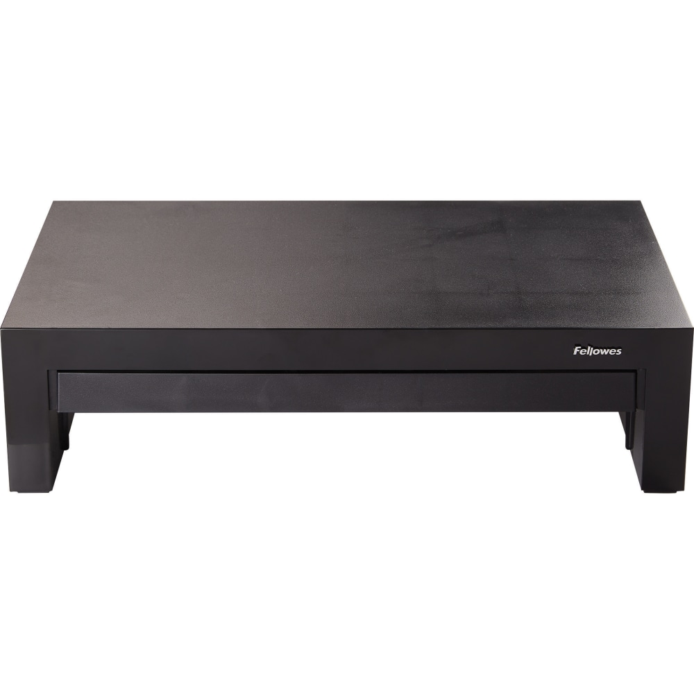 Fellowes Designer Suites Height-Adjustable Monitor Riser With Storage Tray, 4.38inH x 16inW x 9.38inD, Black MPN:8038101