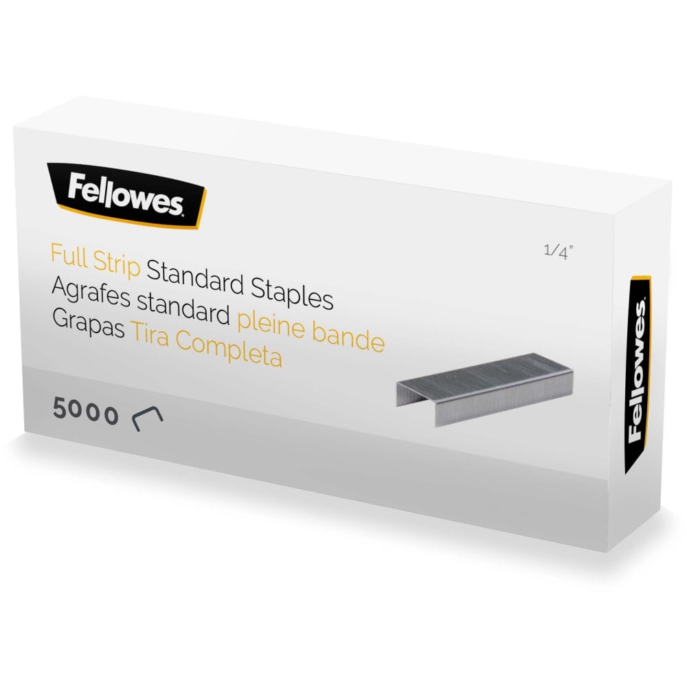 Fellowes Standard Full-Strip Staples, 1/4in, 5, 000 Staples Per Pack, Box Of 5 Packs MPN:5010801