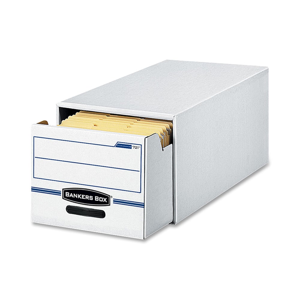 Bankers Box Stor/Drawer File, Legal Size, 11 1/2in x 16 3/4in x 25 1/2in, 50% Recycled, White/Blue, Pack Of 6 MPN:722