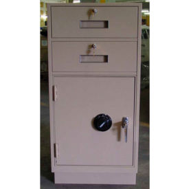 Fenco Pedestal Safe S-222L-A - 2 Drawers Thick Frame Left Hinged Door 19x19x38-1/2 Champagne S-222L-A