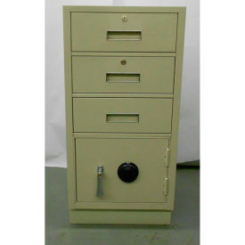 Fenco Pedestal Safe S-225L-A - 3 Drawers Thick Frame Left Hinged Door 19x19x38-1/2 Champagne S-225L-A