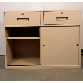 Fenco Lowboy Teller Pedestal Cabinet S-641-I - 2 Drawers Sliding Doors 37