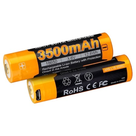 USB, 3500mAh, 18650, Triple Protection MPN:18650-USB