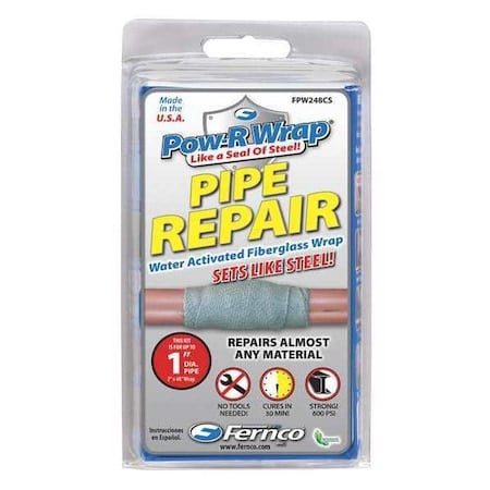 Fiberglass Repair Kit, 2 x 48 In, Gray MPN:FPW248CS