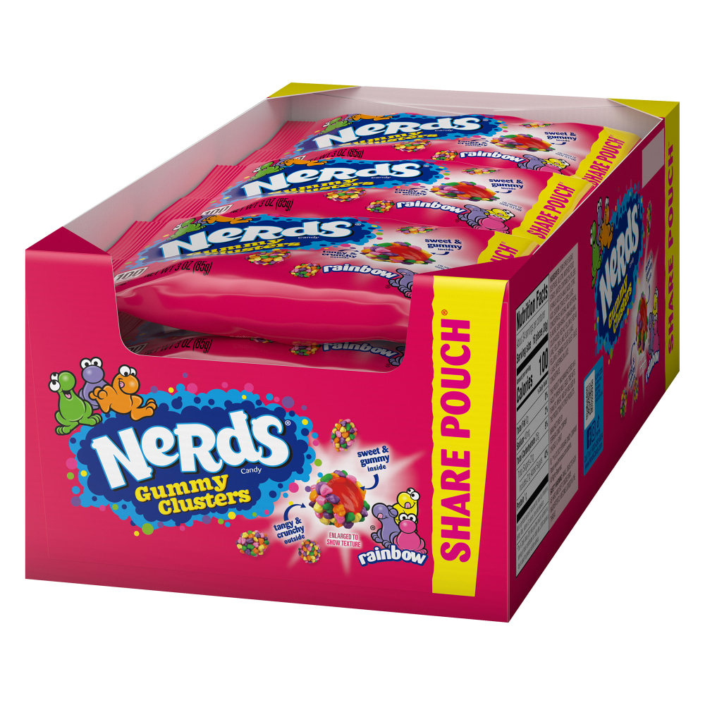 Nerds Rainbow Gummy Clusters Share Packs, 3 Oz, Set Of 12 Packs MPN:079200249052
