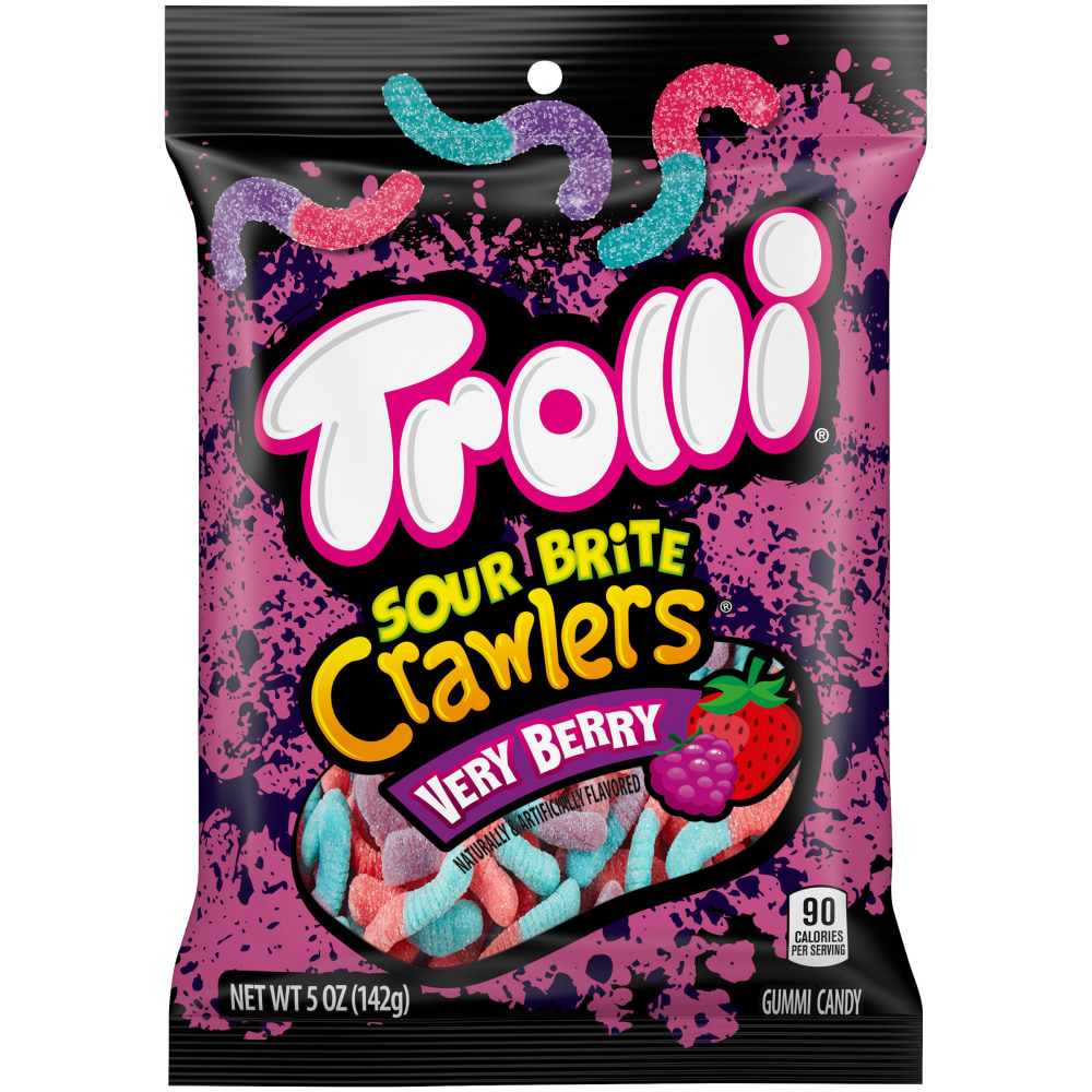 Trolli Very Berry Sour Brite Crawlers, 5 Oz, Pack Of 12 Candy Bags MPN:FER03852CA