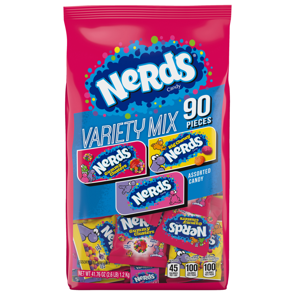 Nerds Variety Mix, 41.76 Oz, 90 Pieces Per Bag, Box Of 12 Bags MPN:FER08189