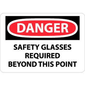 NMC D108PB OSHA Sign Danger Safety Glasses Required Beyond This Point 10