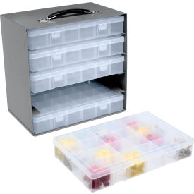 Durham Steel Compartment Box Rack 13-1/2 x 9-1/8 x 13-1/4 with 5 of Adjustable Divider Plastic Boxes 513493