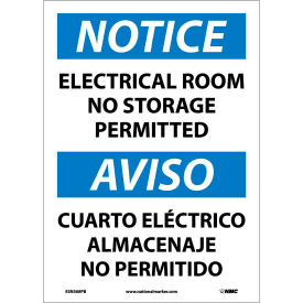 Bilingual Vinyl Sign - Notice Electrical Room No Storage Permitted ESN368PB