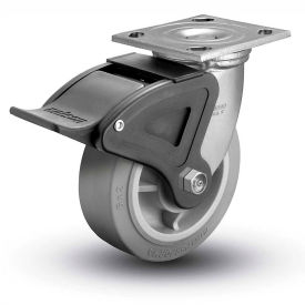 Colson® 4 Series Swivel Plate Caster 4.05109.459 BRK4 Rubber Total Lock Brake 5