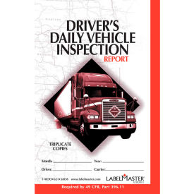 LabelMaster®VIR0001 Driver's Daily Vehicle Inspection Report Book Standardized 5.5 x 8.5 inch VIR0001