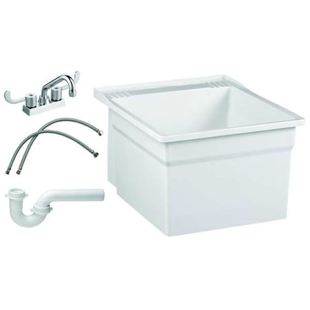 Laundry Tub Kit 20 1/8 in x 17 3/4 in, 1, 4, Wall Mount, Compression Molded Stone MPN:L7TG100