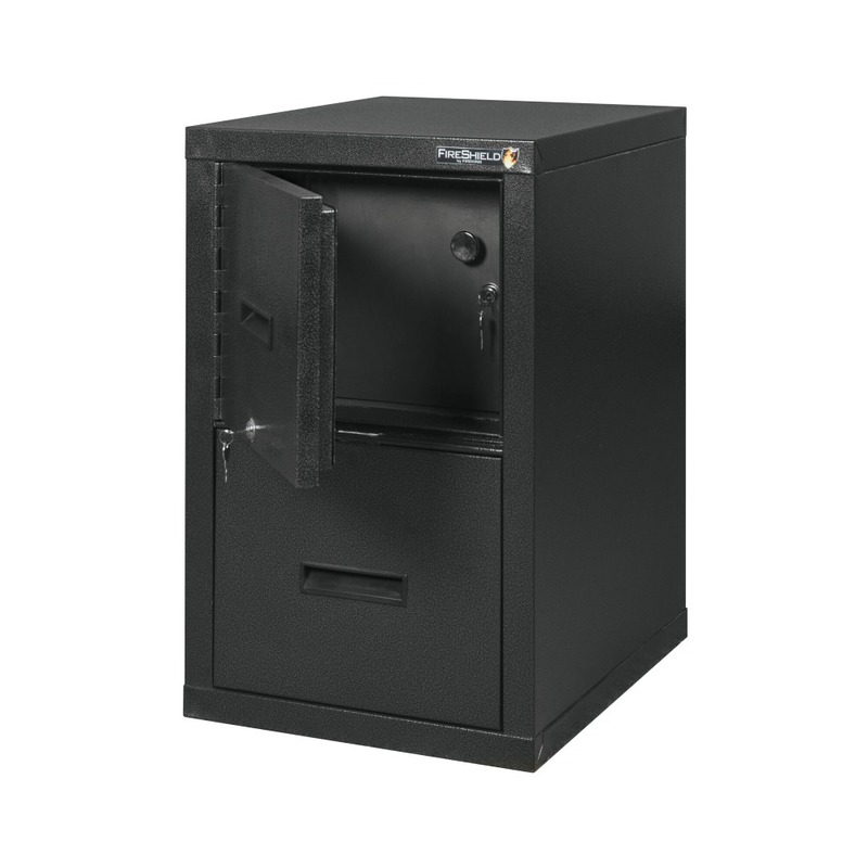 FireKing FireShield 22inD Vertical 1-Drawer File Cabinet And Safe, Metal, Black Stone MPN:2S1822-DDSSF