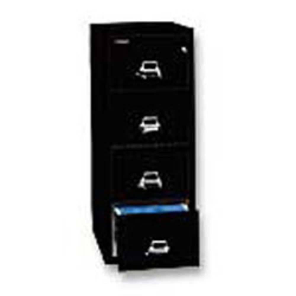 FireKing 25inD Vertical 4-Drawer Letter-Size Fireproof File Cabinet, Metal, Black, White Glove Delivery MPN:4-1825-CBLWG