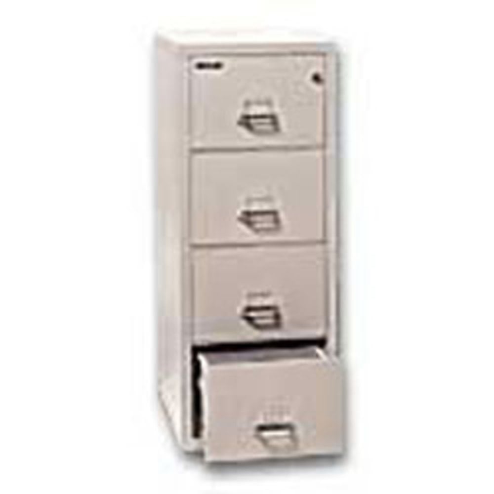 FireKing UL 1-Hour 31-5/8inD Vertical 4-Drawer Letter-Size Fireproof File Cabinet, Metal, Platinum, White Glove Delivery MPN:4-1831-CPLWG