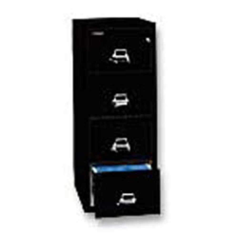 FireKing 25inD Vertical 4-Drawer Legal-Size Fireproof File Cabinet, Metal, Black, White Glove Delivery MPN:4-2125-CBLWG