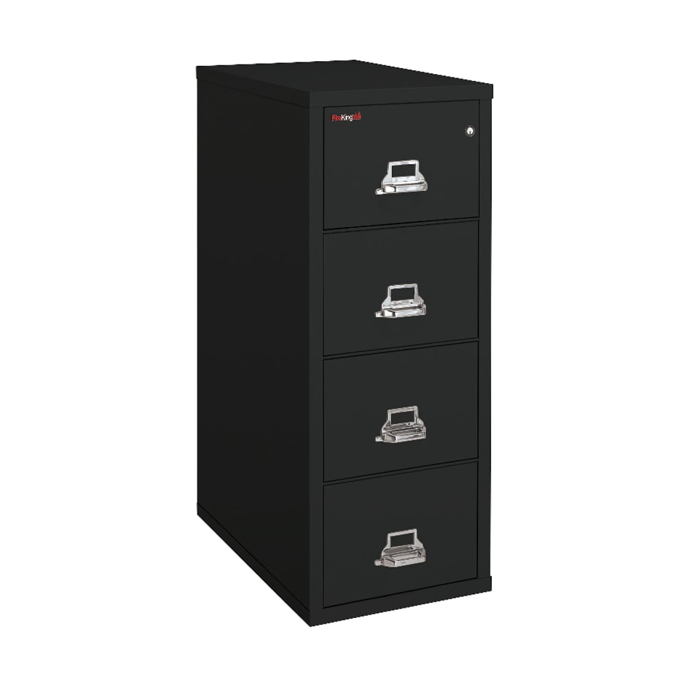 FireKing UL 1-Hour 31-5/8inD Vertical 4-Drawer Legal-Size Fireproof File Cabinet, Metal, Black, White Glove Delivery MPN:4-2131-CBLWG