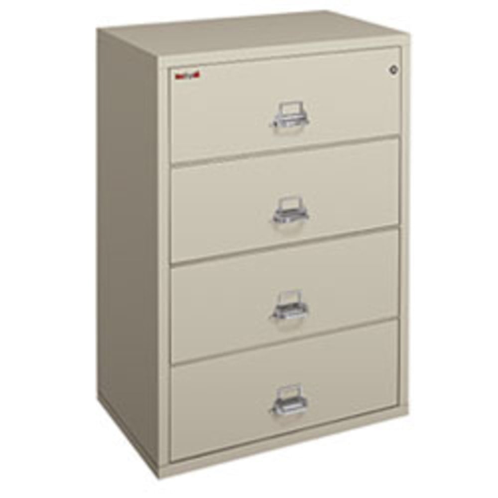 FireKing UL 1-Hour 22-1/8inD Vertical 4-Drawer Fireproof File Cabinet, Metal, Parchment, White Glove Delivery MPN:4-4422-CPAWG