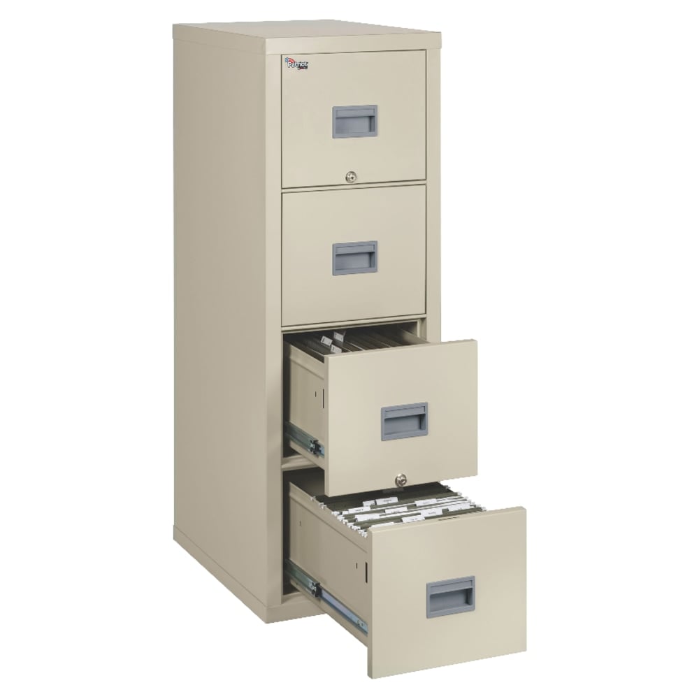 FireKing Patriot 17-3/4inD Vertical 4-Drawer Fireproof File Cabinet, Metal, Parchment, White Glove Delivery MPN:4P1825CPAWG