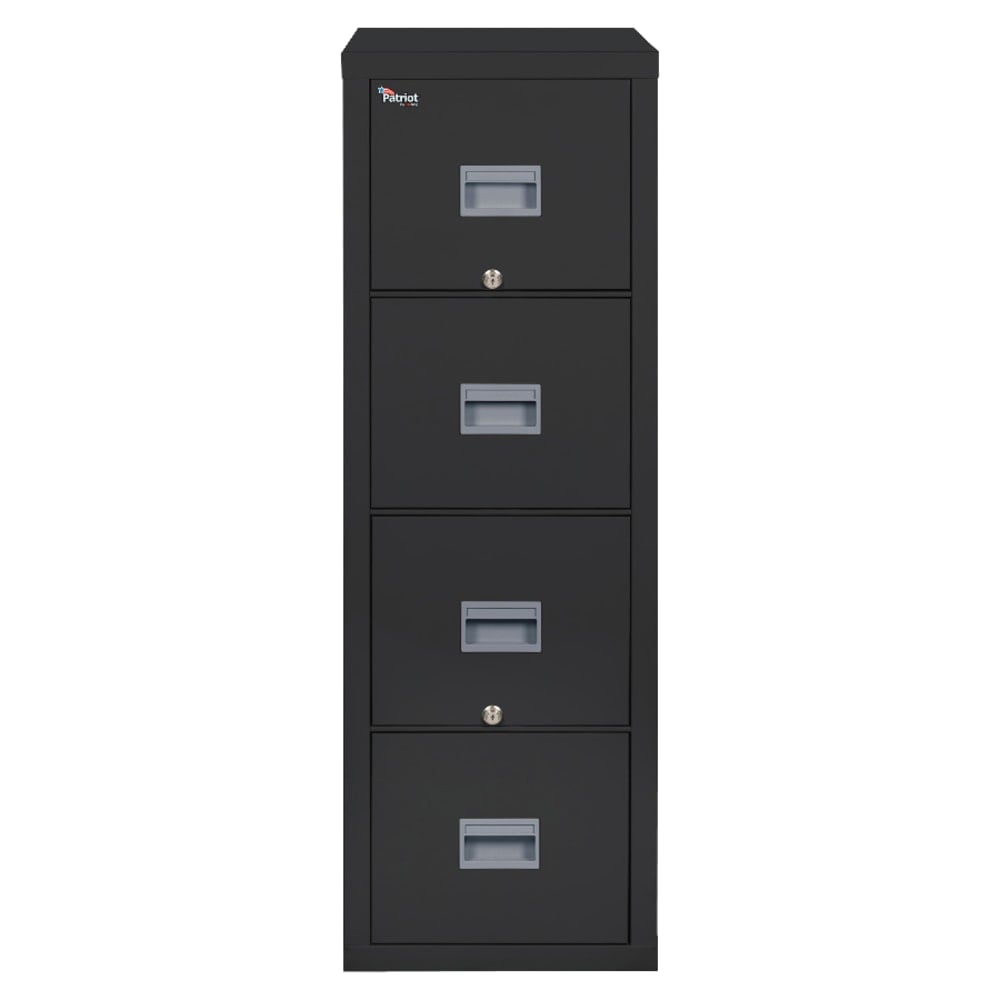 FireKing Patriot 31-5/8inD Vertical 4-Drawer Fireproof File Cabinet, Metal, Black, White Glove Delivery MPN:4P1831CBLWG