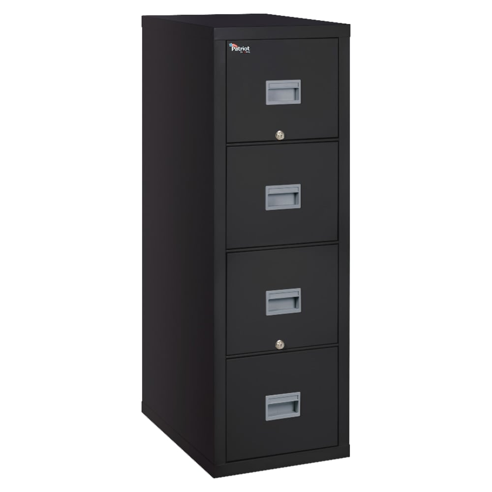 FireKing Patriot 31-5/8inD Vertical 4-Drawer Legal-Size File Cabinet, Black, Dock-to-Dock Delivery MPN:4P2131-CBL